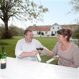 Nyd et glas rødvin i den romantiske park